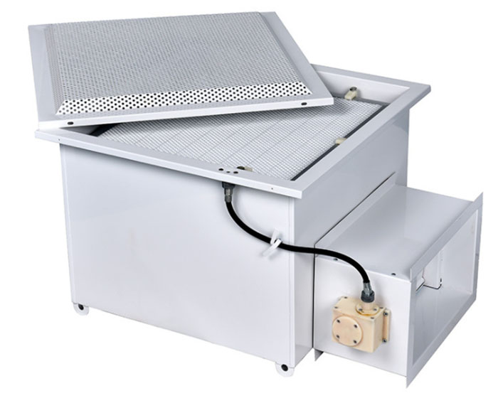 高效送风口四件套、箱体、散流板、高效过滤器、手动调节阀。 下调式|下拆式高效送风口-高效过滤器